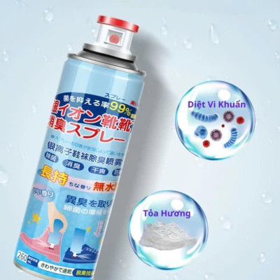 Bình Xịt Khử Mùi Giày Công Nghệ Bạc AG+ Dung Tích 260ml Khử Mùi 24h
