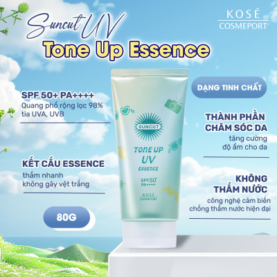 Kem Chống Nắng Nâng Tone Kose Suncut Tone Up Uv Essence Gn Spf50+ Pa++++ 80G ( Màu Xanh Mint )