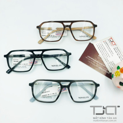 GỌNG KÍNH CẬN PHOM VUÔNG, 2 CẦU UNISEX THỜI TRANG CHÍNH  HÃNG NOVELTY N22020