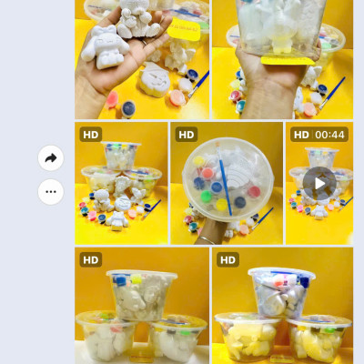 Sét Tô Tượng Thạch Cao Hộp 10 Con Nhiều Hình Dễ Thương Cho Bé Đã Bao Gồm Cọ Và Màu Nước, An Toàn Khi Sử Dụng