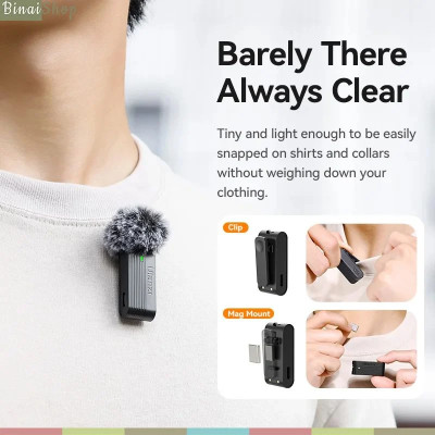 Ulanzi A100 - Micro Cài Áo Không Dây, Khử Tiếng Ồn 3 Cấp Cho Điện Thoại, Máy Ảnh Trong Phạm Vi 20m - Hàng chính hãng