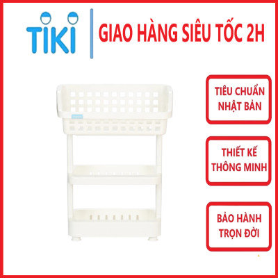 Kệ Đa Năng 3 Tầng Bằng Nhựa Cao Cấp Nachi Plus Inochi Nhật Bản - Dùng Trong Nhà Bếp, Phòng Tắm, Phòng Ngủ (298 x 190 x 376 mm)