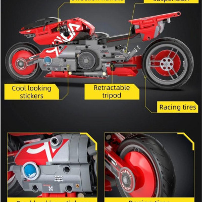 Đồ Chơi Lắp Ráp Xe Mô Tô Cyber CT-3X - CaDA C64001W (451 Mảnh Ghép)