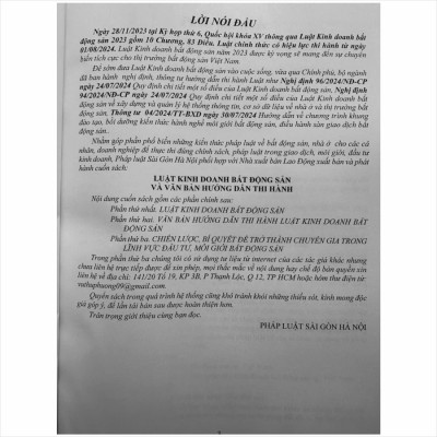 Sách Luật Kinh Doanh Bất Động Sản và Văn Bản Hướng Dẫn Thi Hành – V2486D