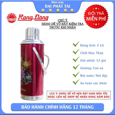 Phích nước Rạng Đông 2 Lít RD 2035S1 kiểu dáng hoài cổ MÀU NGẪU NHIÊN