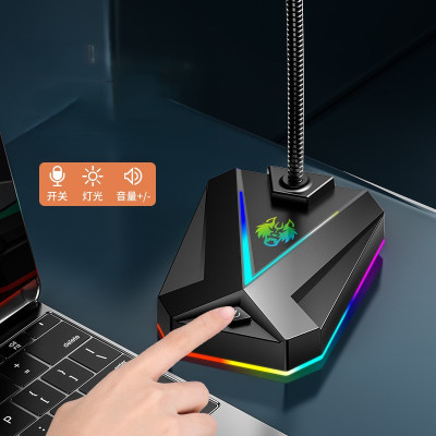 Micro Máy Tính, Laptop Có Jack 3.5mm và USB, Dải LED, Thu Âm 360 Lọc Tạp Âm Tốt Cho Học Tập, Thuyết Trình, Chơi Game- Hàng Chính Hãng