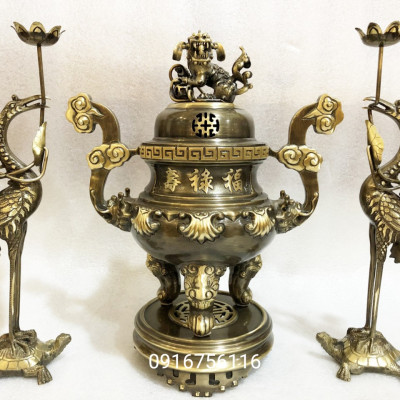Bộ đỉnh đồng thờ cúng, lư thờ bằng đồng vàng, bộ đỉnh đồng hàng đẹp bộ đồ thờ đồ thờ cúng