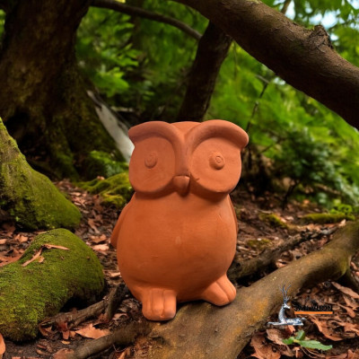 Tượng Gốm Đất Nung Hình Con Cú 10x11x25cm