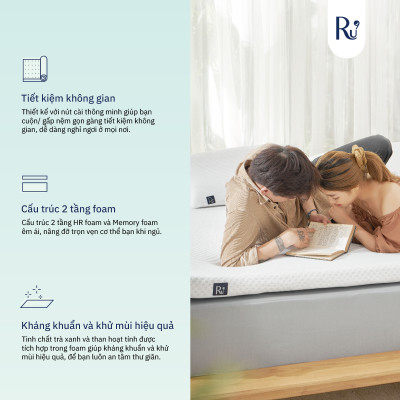 Nệm Cuộn Trải Sàn Cao Cấp (Foam Topper) Ru9 - Thoải Mái Mọi Nơi | Lớp Foam Nâng Đỡ | 7 Kích Thước | 30 Ngày 1 Đổi 1
