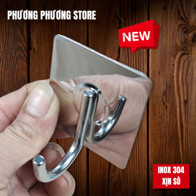 Combo Móc Dán Tường Inox 304 Hình Trụ Vuông Không cần Dục Lỗ Cao Cấp Chống Gỉ Sét Siêu Bền Siêu Chịu Lực - Móc Treo Đồ Gia Đình Tiện Dụng