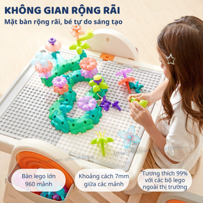 Bàn đồ chơi gấp gọn đa năng kèm bảng nam châm và ghế ngồi Mideer Multifunctional Block Table