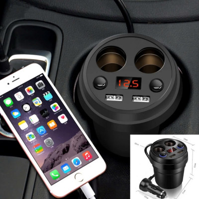 X25 – Bộ Chia Tẩu Sạc Ô Tô Cao Cấp Có Màn Hình Điện Áp, 2 USB, Công Suất Khủng 250W , đèn tần