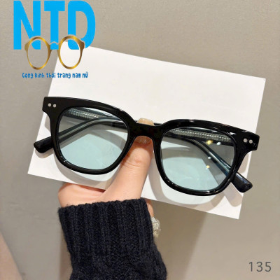 Kính Mắt Gọng Kính Cận NTD Nam Nữ Mắt Kính vuông Nhựa Cao Cấp TR 90 Càng Cốt Kim Loại Mã 135