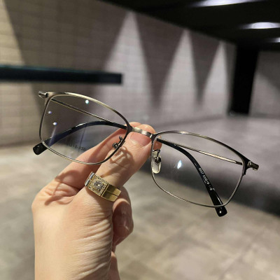 Kính gọng kim loại Mắt vuông dáng cơ bản cho nam nữ (Màu xám)