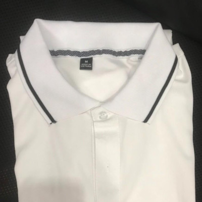 Áo Thun Có Cổ Màu Trắng Vải Cá Sấu Mè 4 Chiều Thời Trang 24h Dùng Chung Nam Nữ