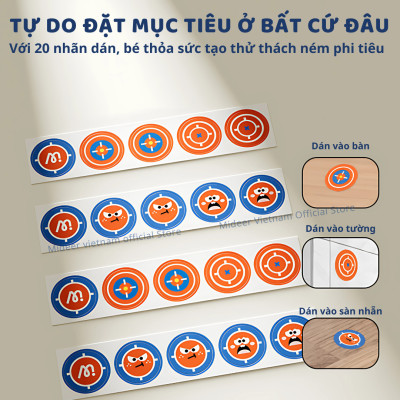 Bộ ném tiêu cao su kèm sticker hồng tâm Mideer  Suction Dart