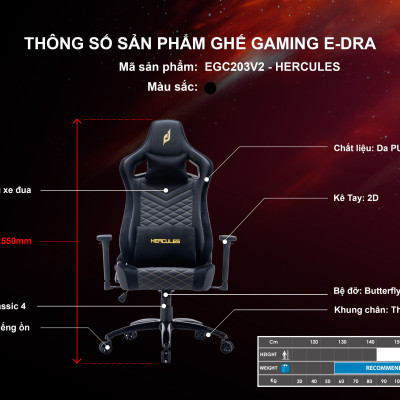 Ghế chơi game E-Dra Hercules EGC203 V2 - Hàng chính hãng