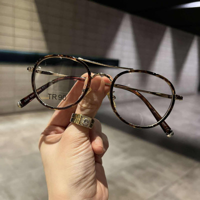 Kính mắt kim loại thời trang cao cấp cho nam nữ (Màu vân đồi mồi)