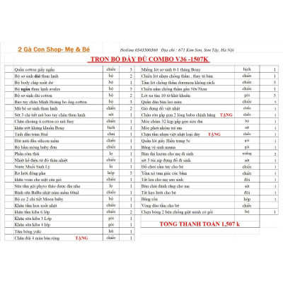 Combo trọn gói đồ dùng đi sinh cho mẹ và bé mã V36,Bộ sơ sinh 4 mùa cho bé trai,bé gái
