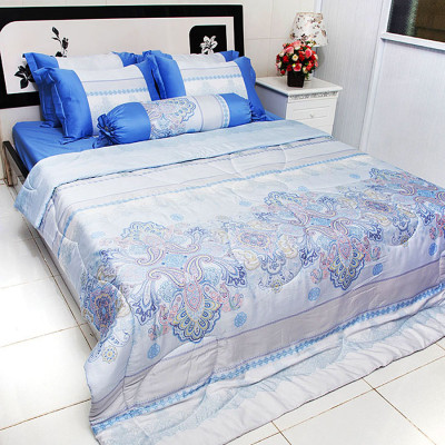Bộ Drap & Chăn Chần Lụa Tencel Bee House F002 - Xanh Dương