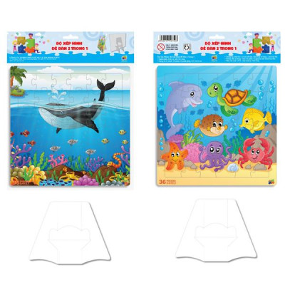 Bộ 2 Tranh Xếp Hình 36 Mảnh Để Bàn 23 x 23 cm - Minh Châu C2-012