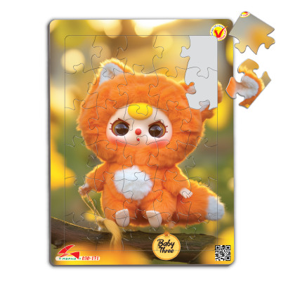 Xếp hình A4 -30 mảnh ghép Tia Sáng: 030-171-Baby three - Cáo tặng tranh tô màu