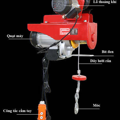 Bộ Tời Điện Kèm Rùa ABG PA1000 (250/500Kg) 12 Mét Giúp Máy Tời Treo Nâng Hạ Vật Nặng Dễ Dàng Trong Nhà Xưởng Công Nghiệp Và Đời Sống, Nâng Kéo Linh Hoạt, Hiệu Quả Cao – Hàng Chính Hãng