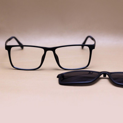 Bộ Kính Cận Râm Clip On 2 Tròng Mắt Vuông 2in1 Cho Nam Nữ