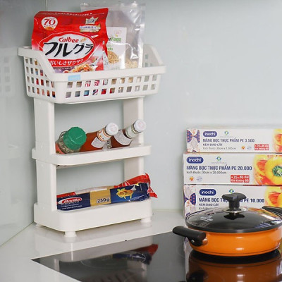 Kệ Đa Năng 3 Tầng Bằng Nhựa Cao Cấp Nachi Plus Inochi Nhật Bản - Dùng Trong Nhà Bếp, Phòng Tắm, Phòng Ngủ (298 x 190 x 376 mm)