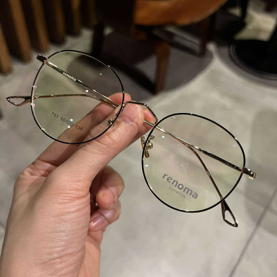 Kính Mắt tròn kim loại gọng tăm nhẹ Hàn Quốc (Màu đen vàng)