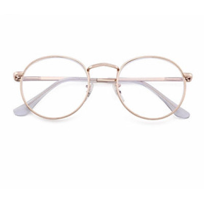 Kính Gọng Nam Nữ Mắt Tròn Kim Loại Viền Dày 