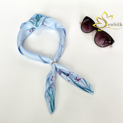 Quấn Túi Lụa Vẽ Tay Cao Cấp SenSilk Hoa Lan Kiếm 55x55cm, Phụ Kiện Siêu Độc Lụa Tơ Tằm Bảo Lộc