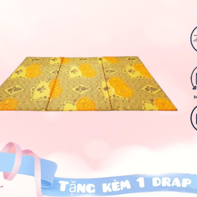 Nệm PE Hàn Quốc Cao Cấp Gấp 3 ( 1m4 x 1m95 x 3cm) Giao Màu Ngẫu Nhiên - Tặng Kèm Cặp Áo Gối