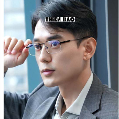 Kính lão thị, kính viễn thị Nam nữ  hàng đẹp xẻ cước chống as xanh Gọng TITANIUM càng dẻo KVM367 chuẩn độ