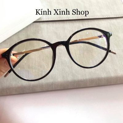 Kính Giả Cận, Gọng Kính Cận Nam Nữ Mắt Tròn Gọng Kim Loại Hàn Quốc Chống Nắng UV - KĨNH XINH SHOP