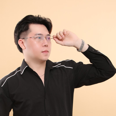 Gọng kính titanium LS9009 nửa khung thời trang nam cao cấp siêu nhẹ siêu bền OURESS