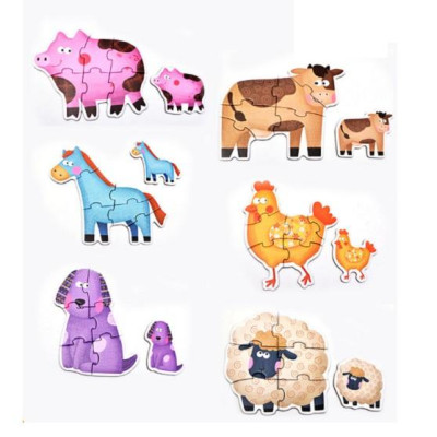 Đồ chơi bộ xếp hình 6 hình Puzzle size to, hộp giấy chọn chủ đề cho bé