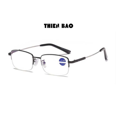 Kính lão thị, kính viễn thị Nam nữ KVM367 càng dẻo chuẩn độ hàng đẹp xẻ cước chống as xanh Gọng TITANIUM