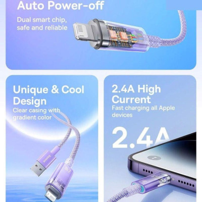 Cáp sạc nhanh tự ngắt Baseus Explorer Series 2 USB to iP 2.4A CATS- hàng chính hãng