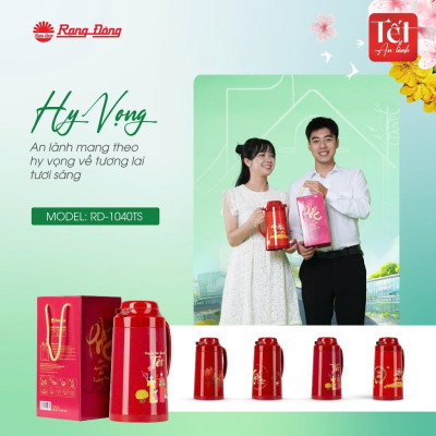 PHÍCH ĐỰNG NƯỚC NÓNG RẠNG ĐÔNG 1 LÍT HOA VĂN  TÊT 1040TS