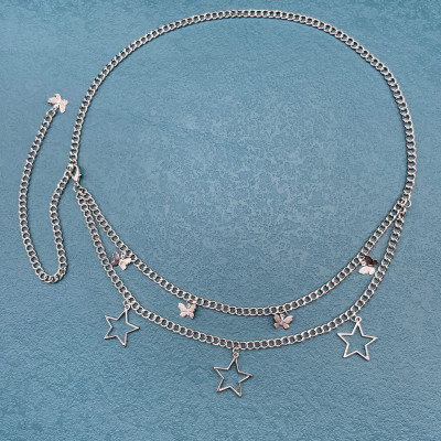 Thắt lưng chain xích belt váy body 2 tầng cánh bướm và sao phong cách punk retro Âu Mỹ nổi bật cá tính unisex