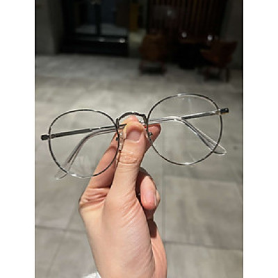 Gọng Kính, Kính Mắt tròn kim loại màu bạc cho nam nữ
