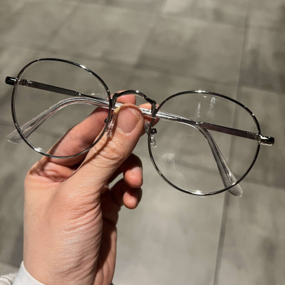 Gọng Kính, Kính Mắt tròn kim loại màu bạc cho nam nữ