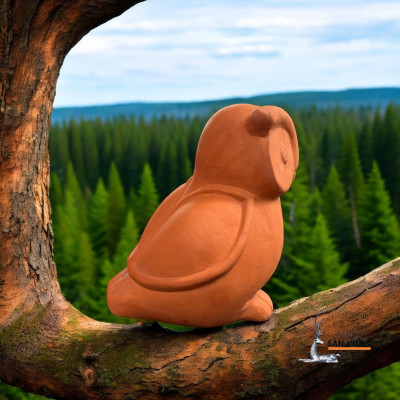 Tượng Gốm Đất Nung Hình Con Cú 10x11x25cm