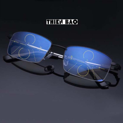 Kính lão thị, kính viễn thị Nam nữ KVM367 hàng đẹp  chống as xanh Gọng TITANIUM xẻ cước càng dẻo chuẩn độ