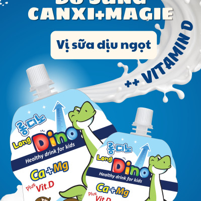 Nước Uống Dinh Dưỡng Vị Sữa Dành Cho Trẻ Em Long Dino Mẫu Mới (10 Gói x 120ml)