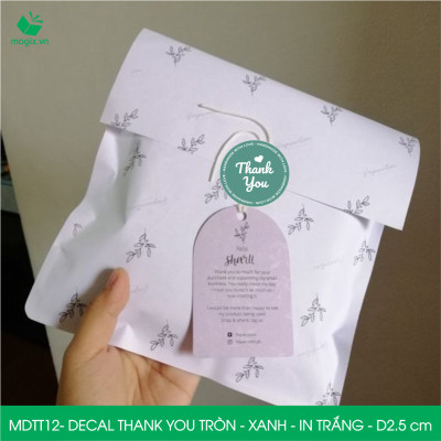 MDTT12 - D2.5cm - 500 Sticker Thank you, decal Thank you tròn dán hộp carton, tem cám ơn, nhãn dán cảm ơn trang trí gói hàng