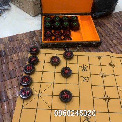 Quân cờ tướng gỗ trắc kt 3.8×1.5cm +hộp đựng quân 