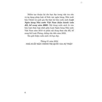 Sách - Luật Ngân Hàng Nhà Nước Việt Nam (Hiện Hành) (Sửa Đổi, Bổ Sung Năm 2022) - NXB Chính Trị Quốc Gia