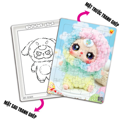 Xếp hình A4 -30 mảnh ghép Tia Sáng: 030-172-Baby three - chim tặng tranh tô màu